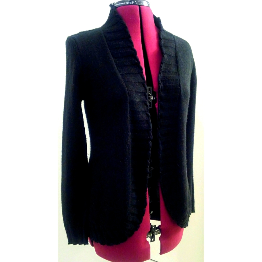 Daisy Fuentes cardigan w/ tulle mesh trim
